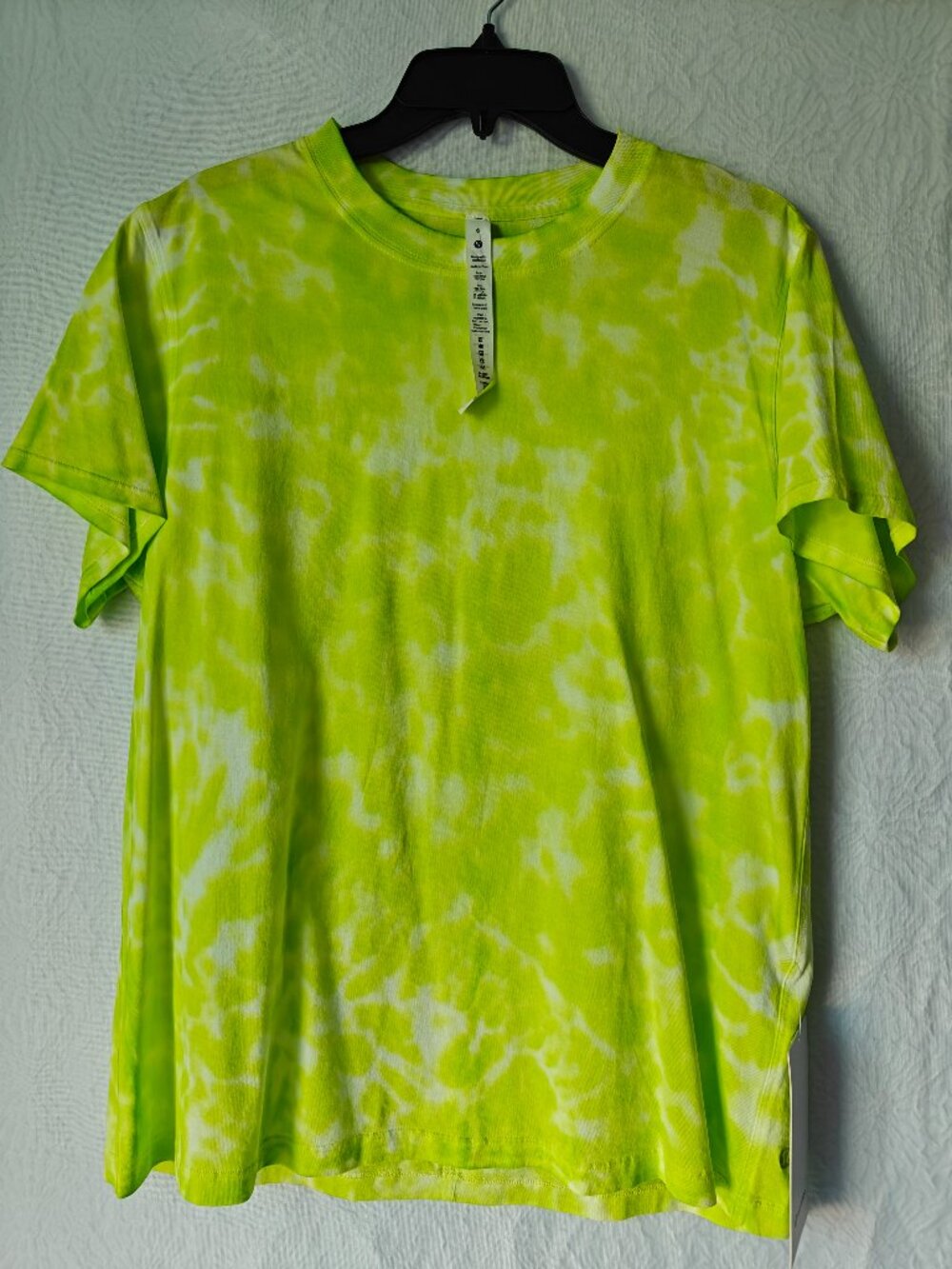 NWT LULULEMON All Yours Cotton T-Shirt Tie Dye Top Lime Green Size 6